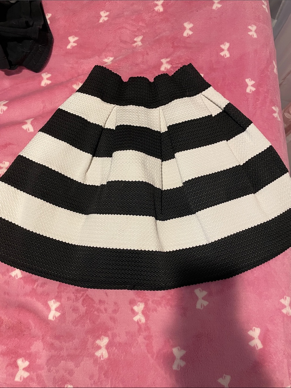 Xhilaration Black and White Striped Circle Skirt